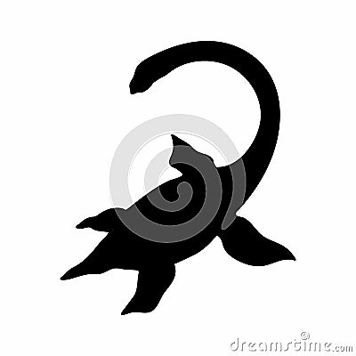 Vector illustration silhouette, shape of waterfowl dinosaur isolated on white background. Vector Illustration
